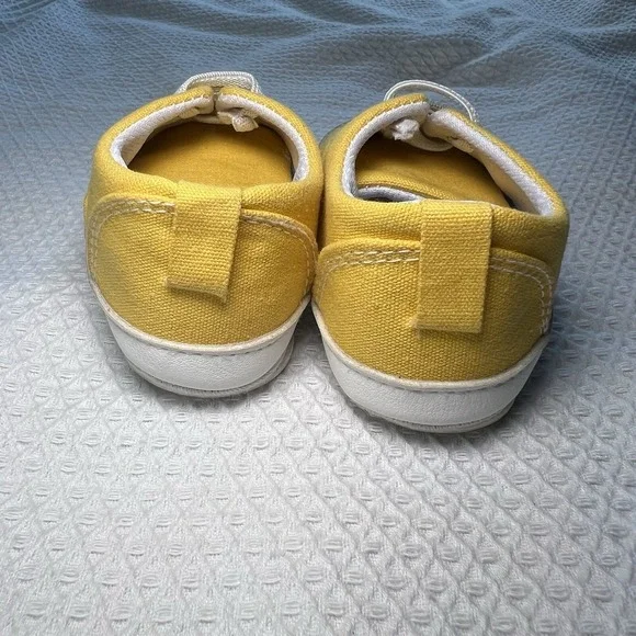 Baby Yellow Sneakers Slip on Size 3 Soft Sole Newborn Unisex Crawling Shoes - Picture 5 of 6